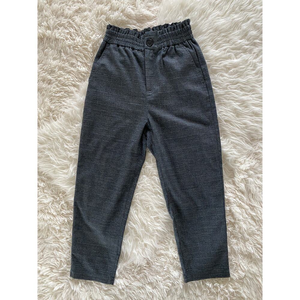 Zara Gray Plaid Cropped Paperbag Waist Pants, size XS